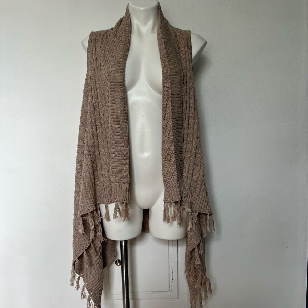 Matilda Jane Cable Knit Fringe Tassel vest shawl
